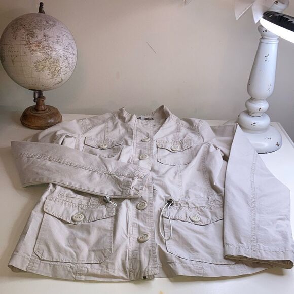 JOUJOU L Lined Lightweight Button Down blazer Adjustable waist zip up Jacket - Picture 1 of 15